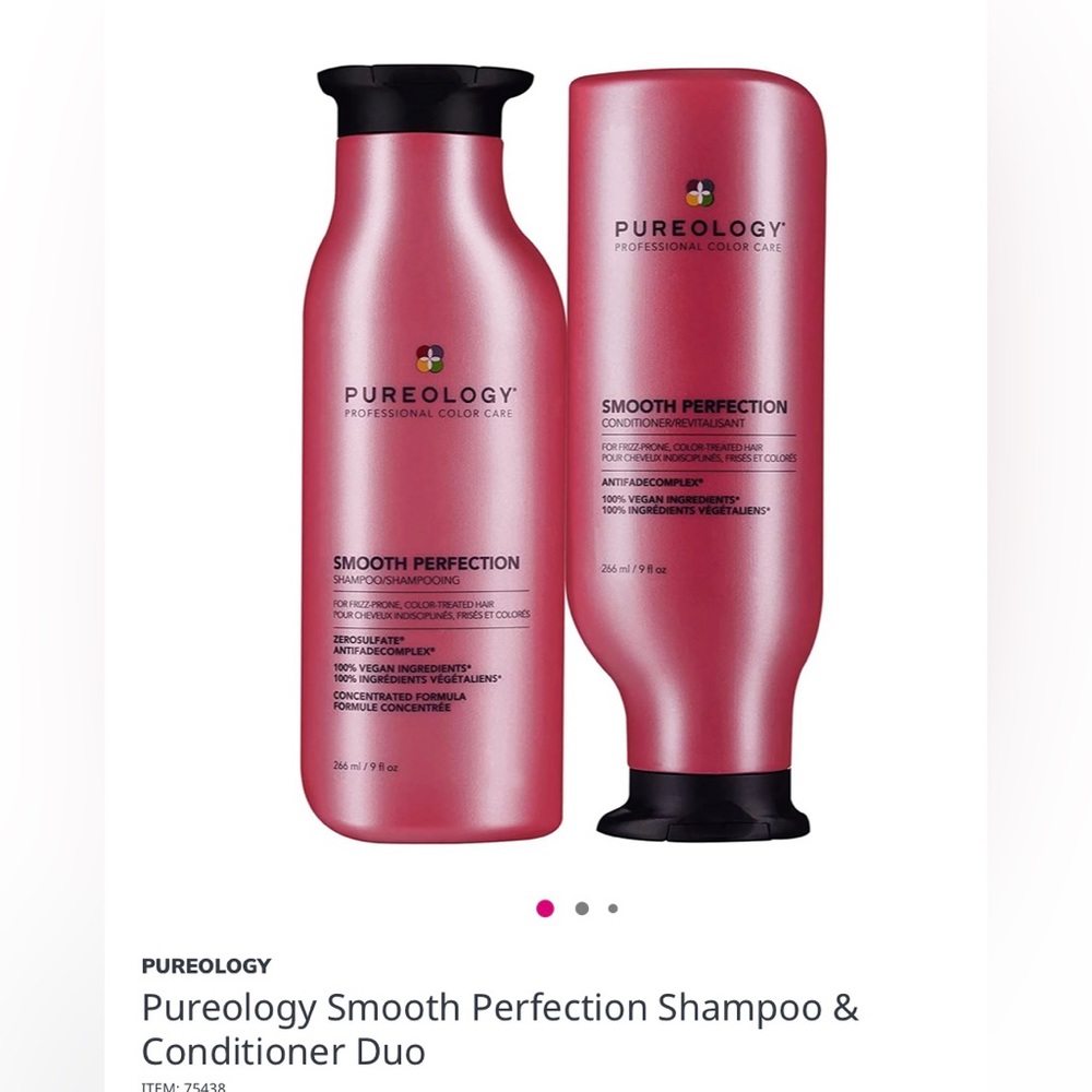 Pureology Smooth Perfection Anti-frizz Shampoo & Conditioner Duo  9 fl Oz each✂️